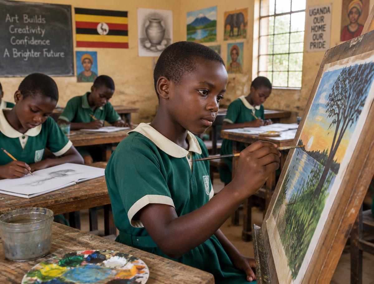 A learner painting at an easel
